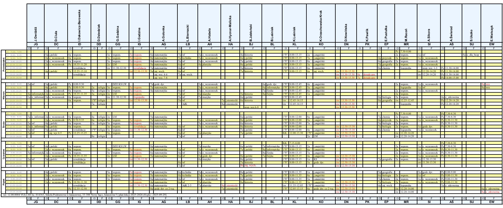 Plan lekcji 2025 26 nauczyciele 8