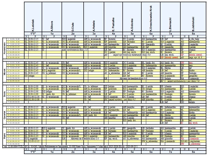 plan lekcji 2025 26 uczniowie 8